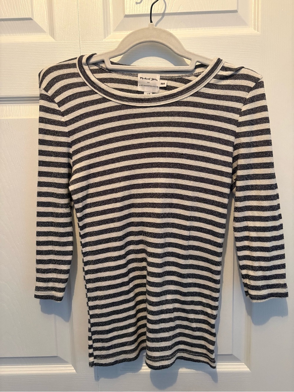 Michael Stars Striped Black and White Boatneck Top